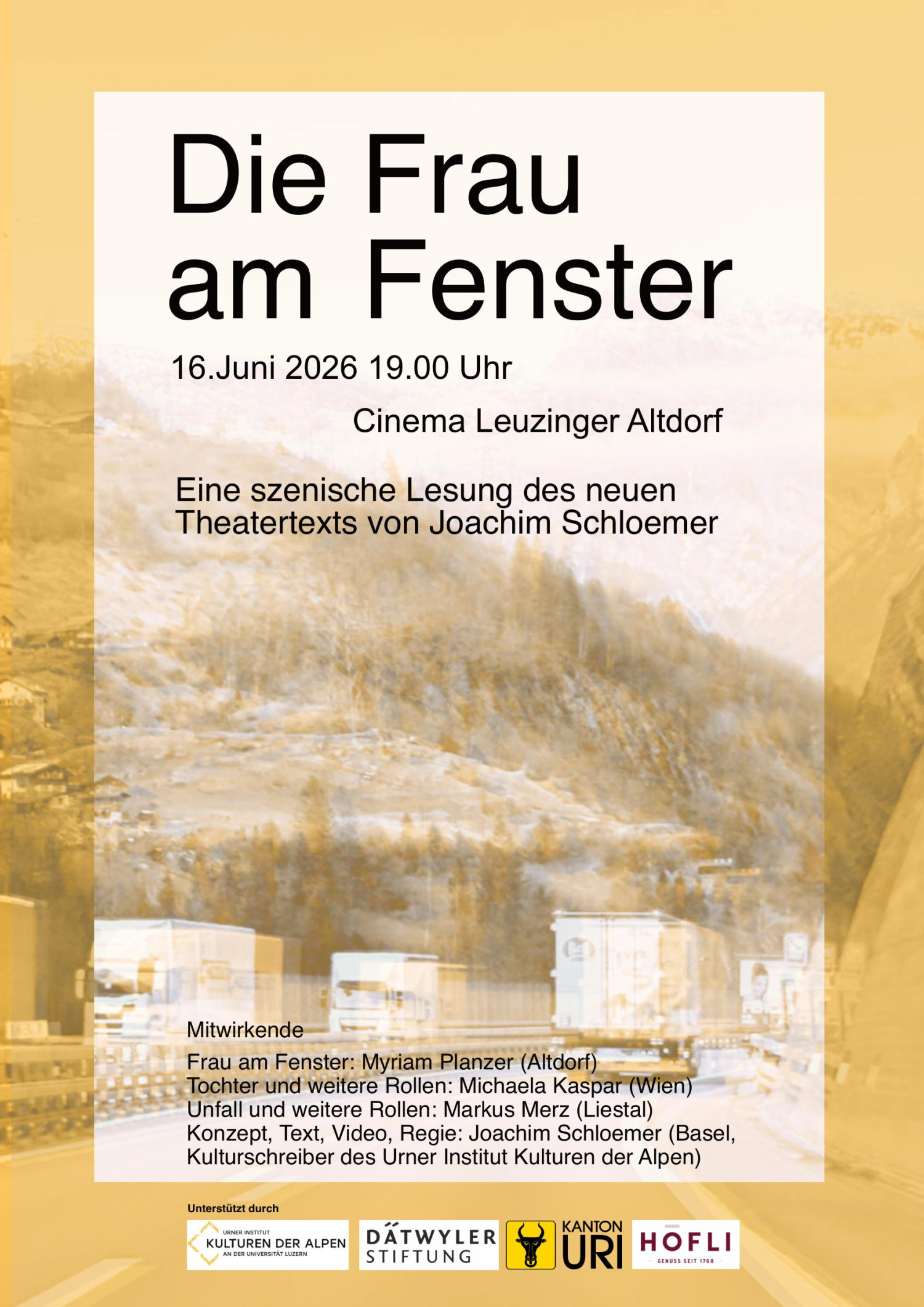 DIE FRAU AM FENSTER &ndash; EINE SZENISCHE LESUNG DES NEUEN THEATERTEXTES VON JOACHIM SCHLOEMER